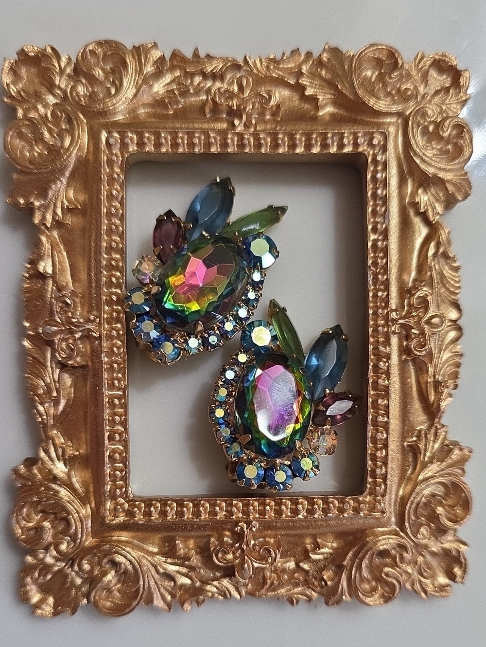 Multicolor Crystal Statement Clip-On Earrings - Women Accessories